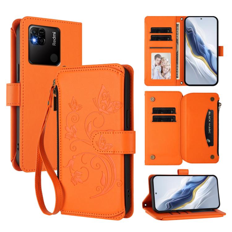 Butterfly Love Flower Multi-card Zipper Wallet Leather Phone Case, For Redmi Note 12 Pro 4G / Note 11 Pro 5G, For Redmi Note 12 4G Global, For Redmi A1 / Redmi A2, For Redmi 11A / Poco C55, For Redmi Note 12 Pro+ Global                                 ...