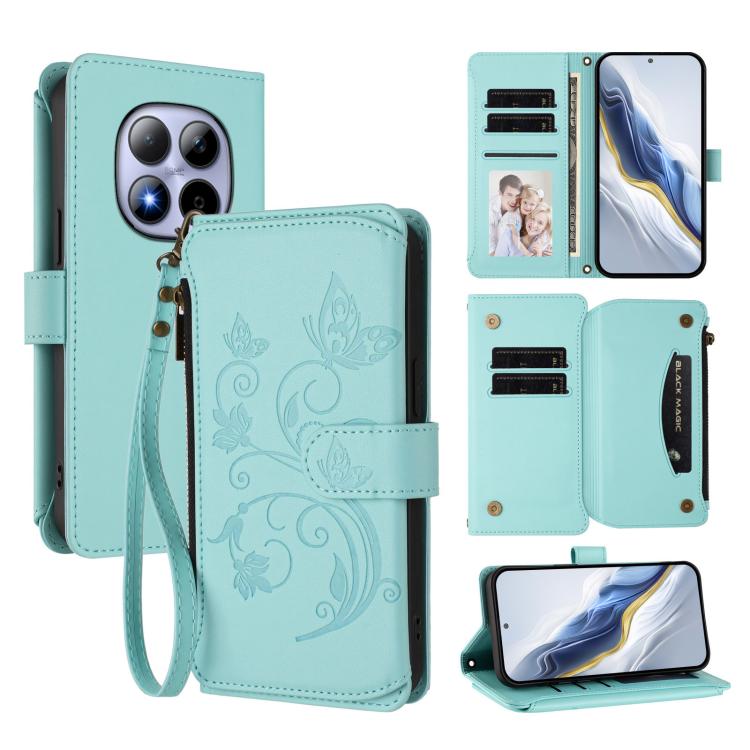 Butterfly Love Flower Multi-card Zipper Wallet Leather Phone Case, For Redmi A7 / A5 4G 171mm / Poco C71, For Redmi K90 Max 5G, For Redmi A7 Pro 171mm / Poco C85x 5G, For Redmi Turbo 5 Max / Poco X8 Pro Max, For Redmi Turbo 5 Global / Poco X8 Pro 5G   ...