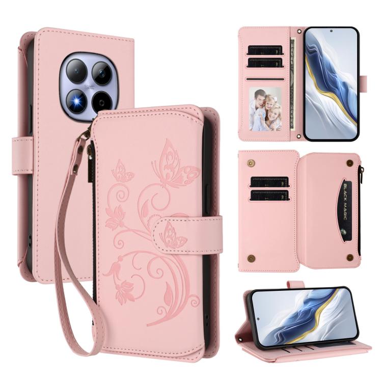 Butterfly Love Flower Multi-card Zipper Wallet Leather Phone Case, For Redmi A7 / A5 4G 171mm / Poco C71, For Redmi K90 Max 5G, For Redmi A7 Pro 171mm / Poco C85x 5G, For Redmi Turbo 5 Max / Poco X8 Pro Max, For Redmi Turbo 5 Global / Poco X8 Pro 5G   ...