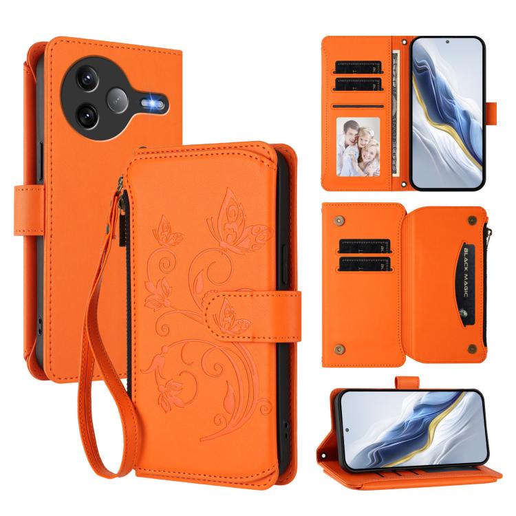 Butterfly Love Flower Multi-card Zipper Wallet Leather Phone Case, For Xiaomi 17 Max 5G, For Xiaomi 17T Pro 5G, For Xiaomi Poco M7 4G 169mm, For Xiaomi 15T Pro 5G, For Xiaomi 15T 5G, For Xiaomi Poco F7 Ultra / Redmi K80 Pro                             ...