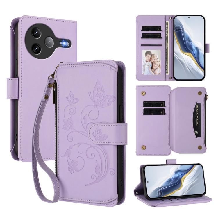 Butterfly Love Flower Multi-card Zipper Wallet Leather Phone Case, For Xiaomi 17 Max 5G, For Xiaomi 17T Pro 5G, For Xiaomi Poco M7 4G 169mm, For Xiaomi 15T Pro 5G, For Xiaomi 15T 5G, For Xiaomi Poco F7 Ultra / Redmi K80 Pro                             ...
