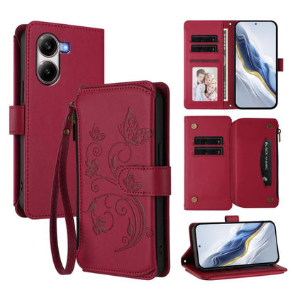 Butterfly Love Flower Multi-card Zipper Wallet Leather Phone Case, For Xiaomi 17 Max 5G, For Xiaomi 17T Pro 5G, For Xiaomi Poco M7 4G 169mm, For Xiaomi 15T Pro 5G, For Xiaomi 15T 5G, For Xiaomi Poco F7 Ultra / Redmi K80 Pro                             ...