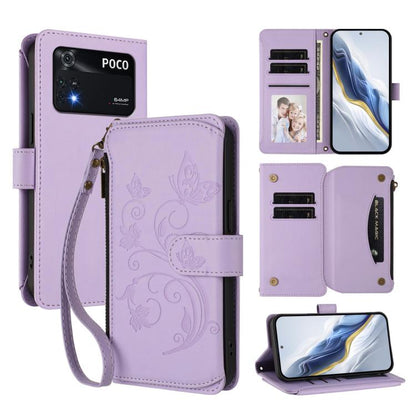 Butterfly Love Flower Multi-card Zipper Wallet Leather Phone Case, For Xiaomi Civi 1S, For Xiaomi Poco M4 Pro 4G, For Xiaomi Poco X4 Pro 5G