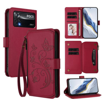 Butterfly Love Flower Multi-card Zipper Wallet Leather Phone Case, For Xiaomi Civi 1S, For Xiaomi Poco M4 Pro 4G, For Xiaomi Poco X4 Pro 5G