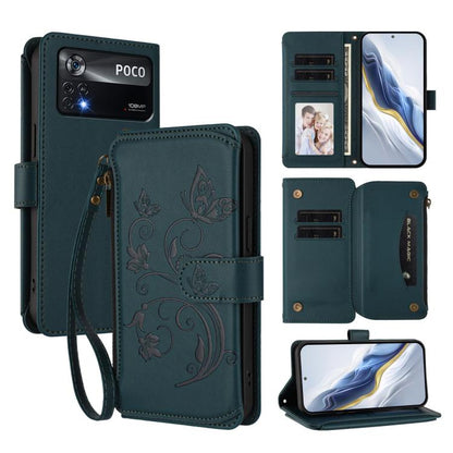Butterfly Love Flower Multi-card Zipper Wallet Leather Phone Case, For Xiaomi Civi 1S, For Xiaomi Poco M4 Pro 4G, For Xiaomi Poco X4 Pro 5G