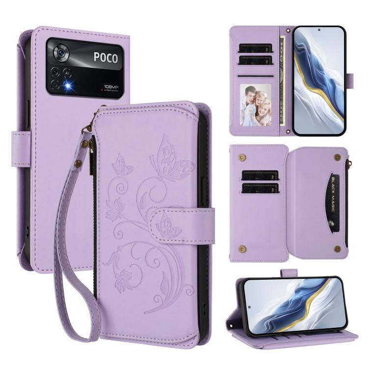 Butterfly Love Flower Multi-card Zipper Wallet Leather Phone Case, For Xiaomi Civi 1S, For Xiaomi Poco M4 Pro 4G, For Xiaomi Poco X4 Pro 5G