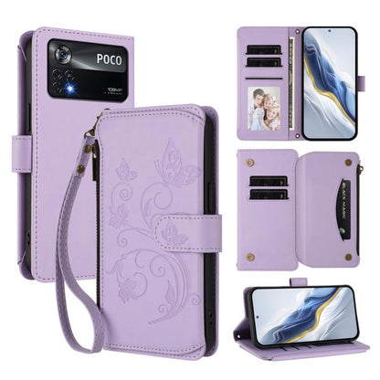 Butterfly Love Flower Multi-card Zipper Wallet Leather Phone Case, For Xiaomi Civi 1S, For Xiaomi Poco M4 Pro 4G, For Xiaomi Poco X4 Pro 5G