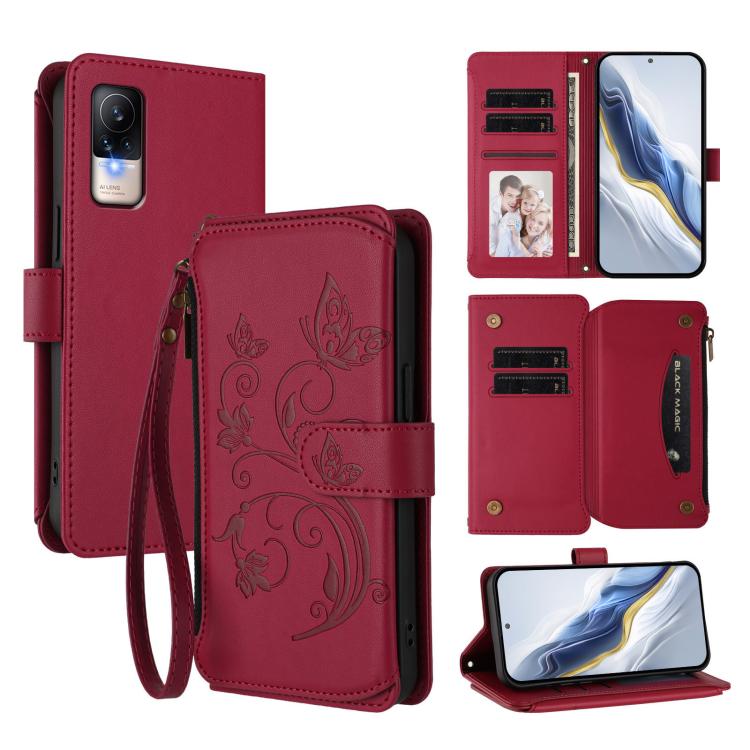 Butterfly Love Flower Multi-card Zipper Wallet Leather Phone Case, For Xiaomi Civi 1S, For Xiaomi Poco M4 Pro 4G, For Xiaomi Poco X4 Pro 5G