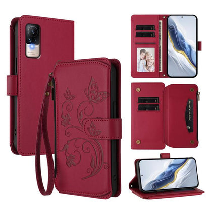 Butterfly Love Flower Multi-card Zipper Wallet Leather Phone Case, For Xiaomi Civi 1S, For Xiaomi Poco M4 Pro 4G, For Xiaomi Poco X4 Pro 5G
