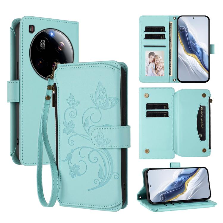 Butterfly Love Flower Multi-card Zipper Wallet Leather Phone Case, For Xiaomi 17 Max 5G, For Xiaomi 17T Pro 5G, For Xiaomi Poco M7 4G 169mm, For Xiaomi 15T Pro 5G, For Xiaomi 15T 5G, For Xiaomi Poco F7 Ultra / Redmi K80 Pro                             ...