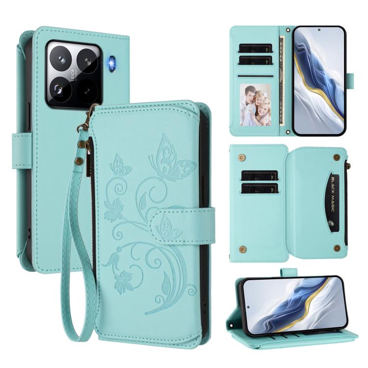 Butterfly Love Flower Multi-card Zipper Wallet Leather Phone Case, For Xiaomi 17 Max 5G, For Xiaomi 17T Pro 5G, For Xiaomi Poco M7 4G 169mm, For Xiaomi 15T Pro 5G, For Xiaomi 15T 5G, For Xiaomi Poco F7 Ultra / Redmi K80 Pro                             ...