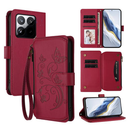 Butterfly Love Flower Multi-card Zipper Wallet Leather Phone Case, For Xiaomi 17 Max 5G, For Xiaomi 17T Pro 5G, For Xiaomi Poco M7 4G 169mm, For Xiaomi 15T Pro 5G, For Xiaomi 15T 5G, For Xiaomi Poco F7 Ultra / Redmi K80 Pro                             ...
