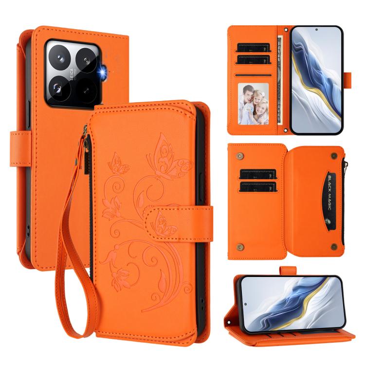 Butterfly Love Flower Multi-card Zipper Wallet Leather Phone Case, For Xiaomi 17 Max 5G, For Xiaomi 17T Pro 5G, For Xiaomi Poco M7 4G 169mm, For Xiaomi 15T Pro 5G, For Xiaomi 15T 5G, For Xiaomi Poco F7 Ultra / Redmi K80 Pro                             ...