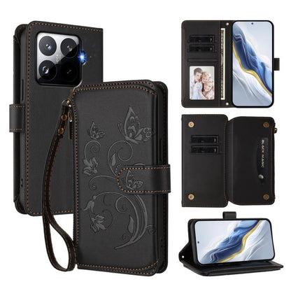 Butterfly Love Flower Multi-card Zipper Wallet Leather Phone Case, For Xiaomi 17 Max 5G, For Xiaomi 17T Pro 5G, For Xiaomi Poco M7 4G 169mm, For Xiaomi 15T Pro 5G, For Xiaomi 15T 5G, For Xiaomi Poco F7 Ultra / Redmi K80 Pro                             ...