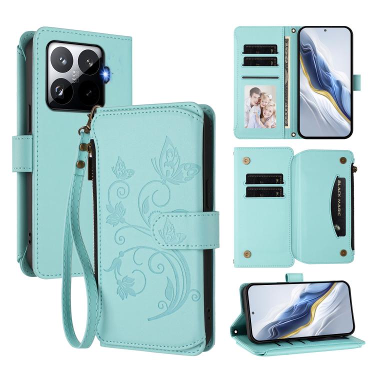 Butterfly Love Flower Multi-card Zipper Wallet Leather Phone Case, For Xiaomi 17 Max 5G, For Xiaomi 17T Pro 5G, For Xiaomi Poco M7 4G 169mm, For Xiaomi 15T Pro 5G, For Xiaomi 15T 5G, For Xiaomi Poco F7 Ultra / Redmi K80 Pro                             ...