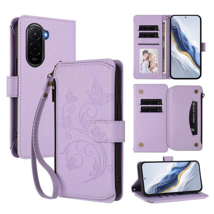 Butterfly Love Flower Multi-card Zipper Wallet Leather Phone Case, For Xiaomi 17 Max 5G, For Xiaomi 17T Pro 5G, For Xiaomi Poco M7 4G 169mm, For Xiaomi 15T Pro 5G, For Xiaomi 15T 5G, For Xiaomi Poco F7 Ultra / Redmi K80 Pro                             ...