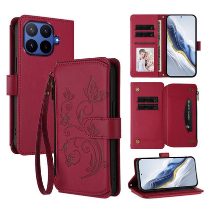 Butterfly Love Flower Multi-card Zipper Wallet Leather Phone Case, For Xiaomi 17 Max 5G, For Xiaomi 17T Pro 5G, For Xiaomi Poco M7 4G 169mm, For Xiaomi 15T Pro 5G, For Xiaomi 15T 5G, For Xiaomi Poco F7 Ultra / Redmi K80 Pro                             ...