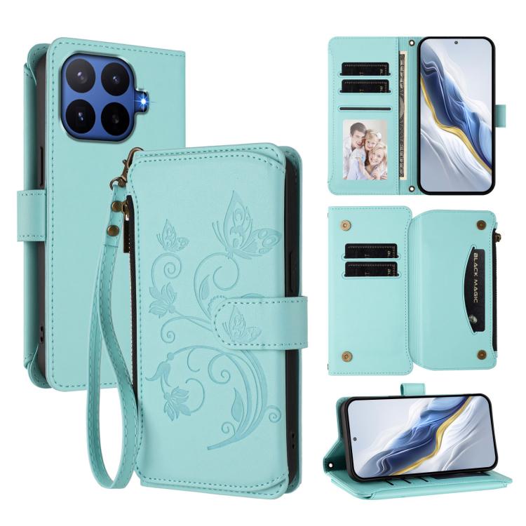 Butterfly Love Flower Multi-card Zipper Wallet Leather Phone Case, For Xiaomi 17 Max 5G, For Xiaomi 17T Pro 5G, For Xiaomi Poco M7 4G 169mm, For Xiaomi 15T Pro 5G, For Xiaomi 15T 5G, For Xiaomi Poco F7 Ultra / Redmi K80 Pro                             ...
