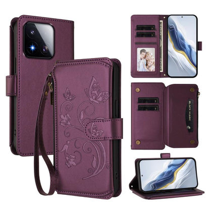 Butterfly Love Flower Multi-card Zipper Wallet Leather Phone Case, For Xiaomi 17 Max 5G, For Xiaomi 17T Pro 5G, For Xiaomi Poco M7 4G 169mm, For Xiaomi 15T Pro 5G, For Xiaomi 15T 5G, For Xiaomi Poco F7 Ultra / Redmi K80 Pro                             ...