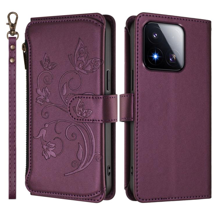 Butterfly Love Flower Multi-card Zipper Wallet Leather Phone Case, For Xiaomi 17 Max 5G, For Xiaomi 17T Pro 5G, For Xiaomi Poco M7 4G 169mm, For Xiaomi 15T Pro 5G, For Xiaomi 15T 5G, For Xiaomi Poco F7 Ultra / Redmi K80 Pro                             ...