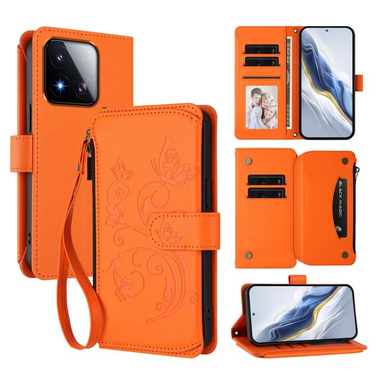 Butterfly Love Flower Multi-card Zipper Wallet Leather Phone Case, For Xiaomi 17 Max 5G, For Xiaomi 17T Pro 5G, For Xiaomi Poco M7 4G 169mm, For Xiaomi 15T Pro 5G, For Xiaomi 15T 5G, For Xiaomi Poco F7 Ultra / Redmi K80 Pro                             ...