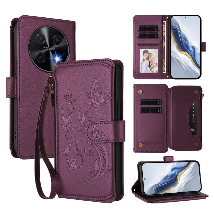 Butterfly Love Flower Multi-card Zipper Wallet Leather Phone Case, For Huawei nova 14 5G / 15 / 16z, For Huawei nova 16, For Huawei Mate 70 Air 5G, For Huawei Pura 80 Ultra 5G, For Huawei Pura 80 Pro 5G, For Huawei Pura 80 5G, For Huawei Enjoy 80s 4G  ...