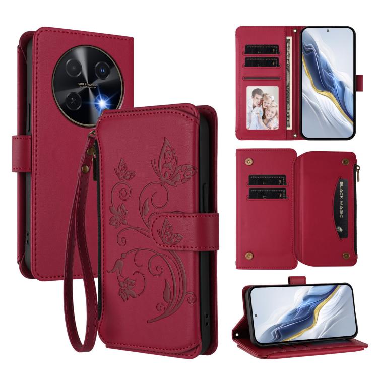 Butterfly Love Flower Multi-card Zipper Wallet Leather Phone Case, For Huawei nova 14 5G / 15 / 16z, For Huawei nova 16, For Huawei Mate 70 Air 5G, For Huawei Pura 80 Ultra 5G, For Huawei Pura 80 Pro 5G, For Huawei Pura 80 5G, For Huawei Enjoy 80s 4G  ...