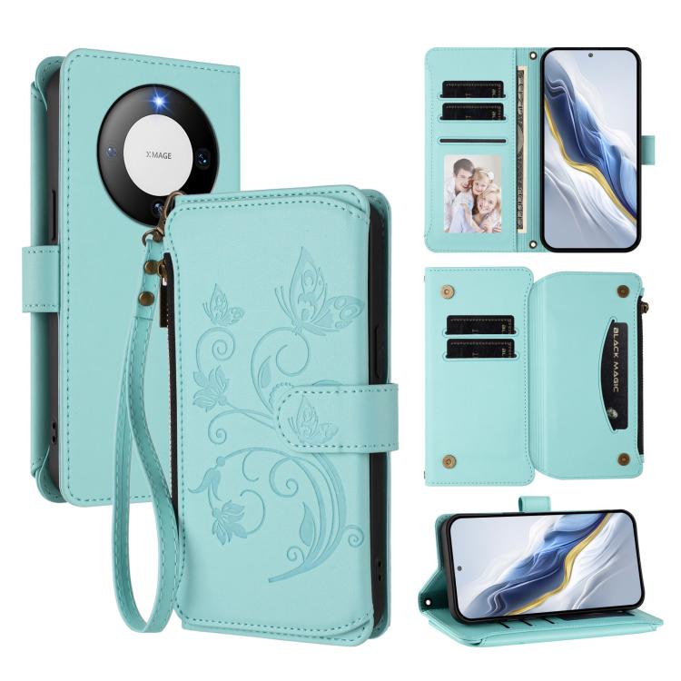 Butterfly Love Flower Multi-card Zipper Wallet Leather Phone Case, For Huawei Mate 70 Pro, For Huawei Mate 70, For Huawei nova 13 Pro, For Huawei nova 13 / 12, For Huawei Pura 70 Pro / 70 Pro+, For Huawei nova 12S 4G / 11 4G / 5G, For Huawei Pura 70   ...