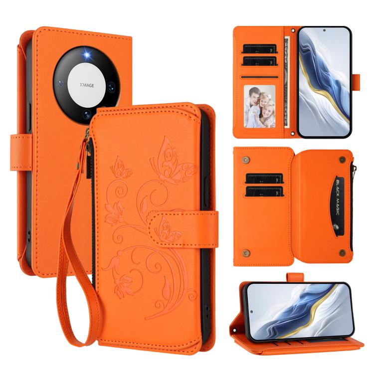 Butterfly Love Flower Multi-card Zipper Wallet Leather Phone Case, For Huawei Mate 70 Pro, For Huawei Mate 70, For Huawei nova 13 Pro, For Huawei nova 13 / 12, For Huawei Pura 70 Pro / 70 Pro+, For Huawei nova 12S 4G / 11 4G / 5G, For Huawei Pura 70   ...
