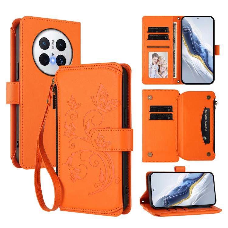 Butterfly Love Flower Multi-card Zipper Wallet Leather Phone Case, For Huawei Mate 70 Pro, For Huawei Mate 70, For Huawei nova 13 Pro, For Huawei nova 13 / 12, For Huawei Pura 70 Pro / 70 Pro+, For Huawei nova 12S 4G / 11 4G / 5G, For Huawei Pura 70   ...