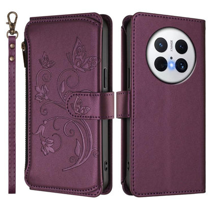 Butterfly Love Flower Multi-card Zipper Wallet Leather Phone Case, For Huawei Mate 70 Pro, For Huawei Mate 70, For Huawei nova 13 Pro, For Huawei nova 13 / 12, For Huawei Pura 70 Pro / 70 Pro+, For Huawei nova 12S 4G / 11 4G / 5G, For Huawei Pura 70   ...