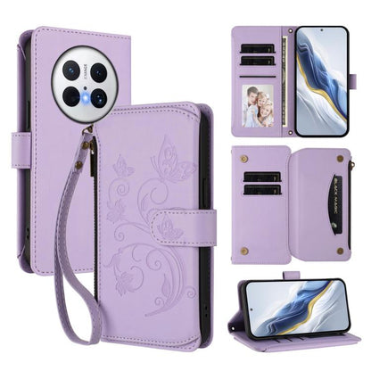 Butterfly Love Flower Multi-card Zipper Wallet Leather Phone Case, For Huawei Mate 70 Pro, For Huawei Mate 70, For Huawei nova 13 Pro, For Huawei nova 13 / 12, For Huawei Pura 70 Pro / 70 Pro+, For Huawei nova 12S 4G / 11 4G / 5G, For Huawei Pura 70   ...