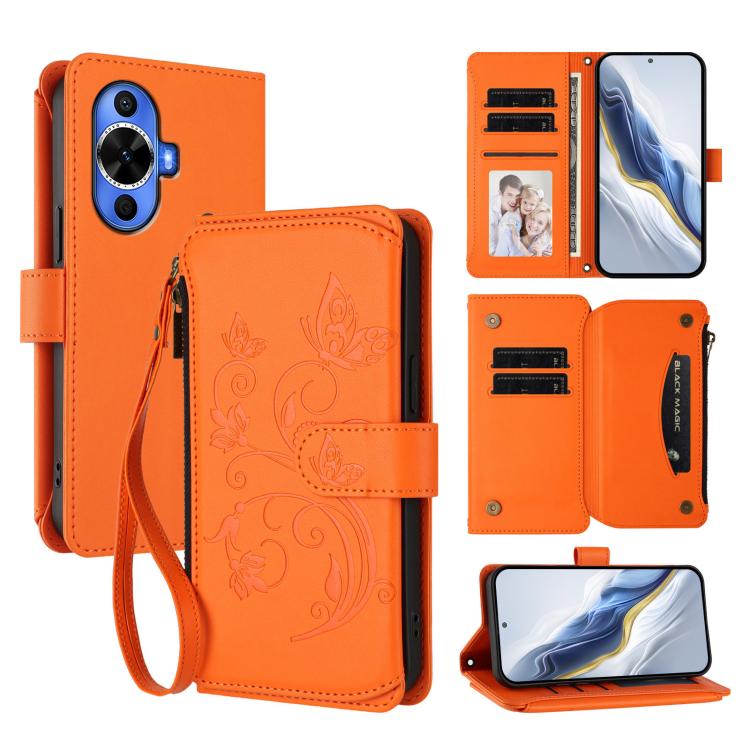 Butterfly Love Flower Multi-card Zipper Wallet Leather Phone Case, For Huawei Mate 70 Pro, For Huawei Mate 70, For Huawei nova 13 Pro, For Huawei nova 13 / 12, For Huawei Pura 70 Pro / 70 Pro+, For Huawei nova 12S 4G / 11 4G / 5G, For Huawei Pura 70   ...