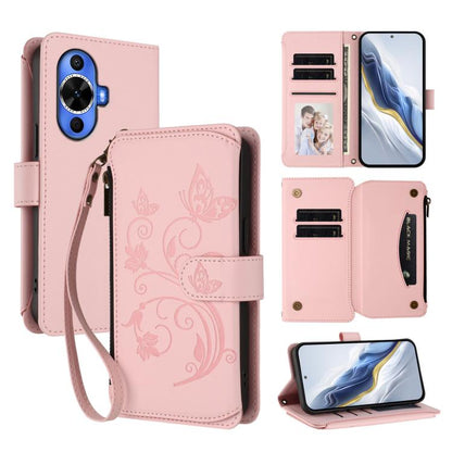Butterfly Love Flower Multi-card Zipper Wallet Leather Phone Case, For Huawei Mate 70 Pro, For Huawei Mate 70, For Huawei nova 13 Pro, For Huawei nova 13 / 12, For Huawei Pura 70 Pro / 70 Pro+, For Huawei nova 12S 4G / 11 4G / 5G, For Huawei Pura 70   ...