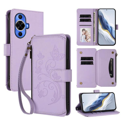 Butterfly Love Flower Multi-card Zipper Wallet Leather Phone Case, For Huawei Mate 70 Pro, For Huawei Mate 70, For Huawei nova 13 Pro, For Huawei nova 13 / 12, For Huawei Pura 70 Pro / 70 Pro+, For Huawei nova 12S 4G / 11 4G / 5G, For Huawei Pura 70   ...