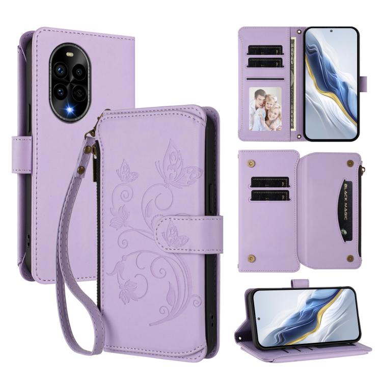 Butterfly Love Flower Multi-card Zipper Wallet Leather Phone Case, For Huawei Mate 70 Pro, For Huawei Mate 70, For Huawei nova 13 Pro, For Huawei nova 13 / 12, For Huawei Pura 70 Pro / 70 Pro+, For Huawei nova 12S 4G / 11 4G / 5G, For Huawei Pura 70   ...