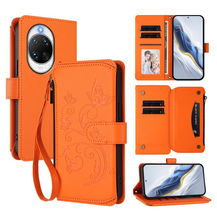 Butterfly Love Flower Multi-card Zipper Wallet Leather Phone Case, For Huawei nova 14 5G / 15 / 16z, For Huawei nova 16, For Huawei Mate 70 Air 5G, For Huawei Pura 80 Ultra 5G, For Huawei Pura 80 Pro 5G, For Huawei Pura 80 5G, For Huawei Enjoy 80s 4G  ...