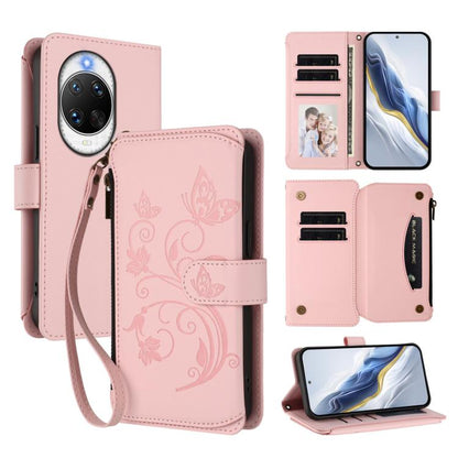 Butterfly Love Flower Multi-card Zipper Wallet Leather Phone Case, For Huawei nova 14 5G / 15 / 16z, For Huawei nova 16, For Huawei Mate 70 Air 5G, For Huawei Pura 80 Ultra 5G, For Huawei Pura 80 Pro 5G, For Huawei Pura 80 5G, For Huawei Enjoy 80s 4G  ...