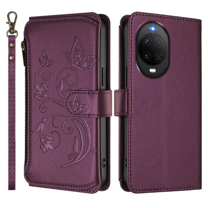Butterfly Love Flower Multi-card Zipper Wallet Leather Phone Case, For Huawei nova 14 5G / 15 / 16z, For Huawei nova 16, For Huawei Mate 70 Air 5G, For Huawei Pura 80 Ultra 5G, For Huawei Pura 80 Pro 5G, For Huawei Pura 80 5G, For Huawei Enjoy 80s 4G  ...