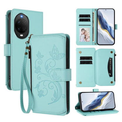 Butterfly Love Flower Multi-card Zipper Wallet Leather Phone Case, For Huawei nova 14 5G / 15 / 16z, For Huawei nova 16, For Huawei Mate 70 Air 5G, For Huawei Pura 80 Ultra 5G, For Huawei Pura 80 Pro 5G, For Huawei Pura 80 5G, For Huawei Enjoy 80s 4G  ...
