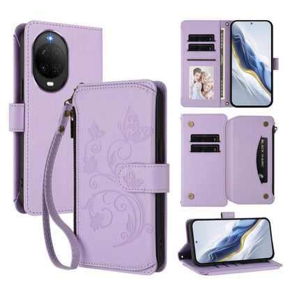 Butterfly Love Flower Multi-card Zipper Wallet Leather Phone Case, For Huawei nova 14 5G / 15 / 16z, For Huawei nova 16, For Huawei Mate 70 Air 5G, For Huawei Pura 80 Ultra 5G, For Huawei Pura 80 Pro 5G, For Huawei Pura 80 5G, For Huawei Enjoy 80s 4G  ...