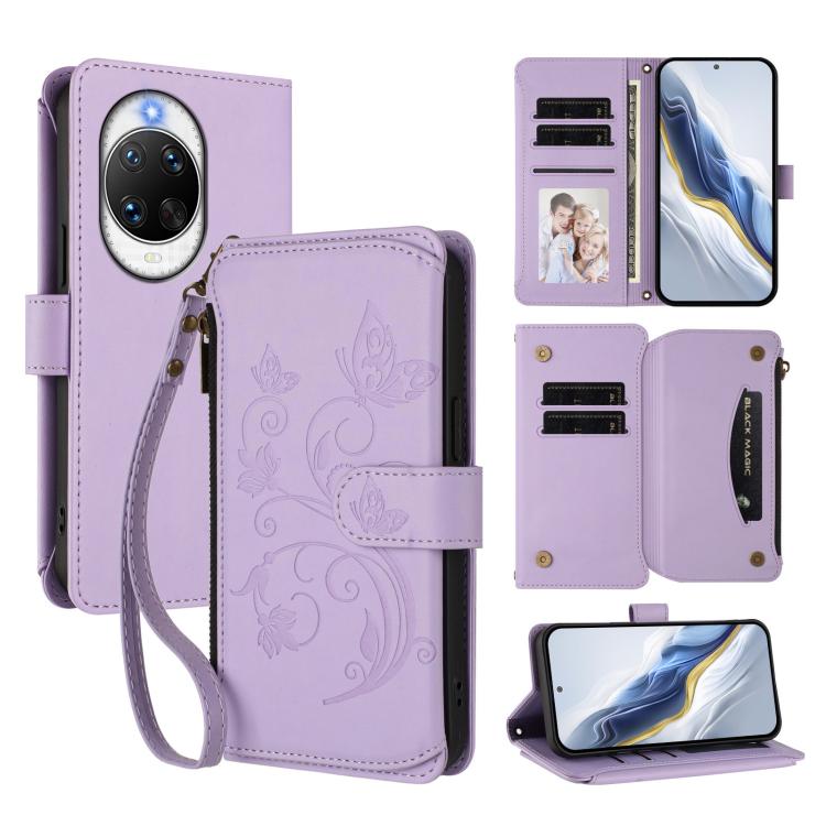 Butterfly Love Flower Multi-card Zipper Wallet Leather Phone Case, For Huawei nova 14 5G / 15 / 16z, For Huawei nova 16, For Huawei Mate 70 Air 5G, For Huawei Pura 80 Ultra 5G, For Huawei Pura 80 Pro 5G, For Huawei Pura 80 5G, For Huawei Enjoy 80s 4G  ...