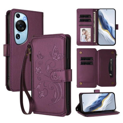 Butterfly Love Flower Multi-card Zipper Wallet Leather Phone Case, For Huawei Mate 70 Pro, For Huawei Mate 70, For Huawei nova 13 Pro, For Huawei nova 13 / 12, For Huawei Pura 70 Pro / 70 Pro+, For Huawei nova 12S 4G / 11 4G / 5G, For Huawei Pura 70   ...
