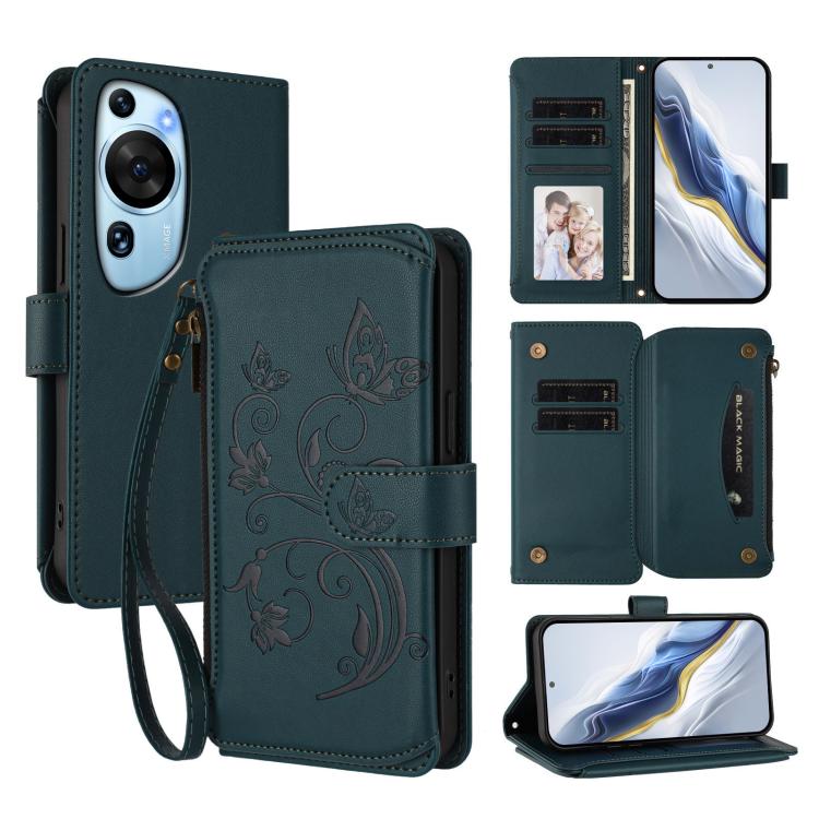 Butterfly Love Flower Multi-card Zipper Wallet Leather Phone Case, For Huawei Mate 70 Pro, For Huawei Mate 70, For Huawei nova 13 Pro, For Huawei nova 13 / 12, For Huawei Pura 70 Pro / 70 Pro+, For Huawei nova 12S 4G / 11 4G / 5G, For Huawei Pura 70   ...