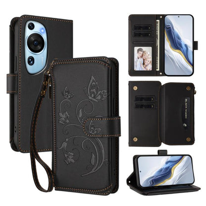 Butterfly Love Flower Multi-card Zipper Wallet Leather Phone Case, For Huawei Mate 70 Pro, For Huawei Mate 70, For Huawei nova 13 Pro, For Huawei nova 13 / 12, For Huawei Pura 70 Pro / 70 Pro+, For Huawei nova 12S 4G / 11 4G / 5G, For Huawei Pura 70   ...