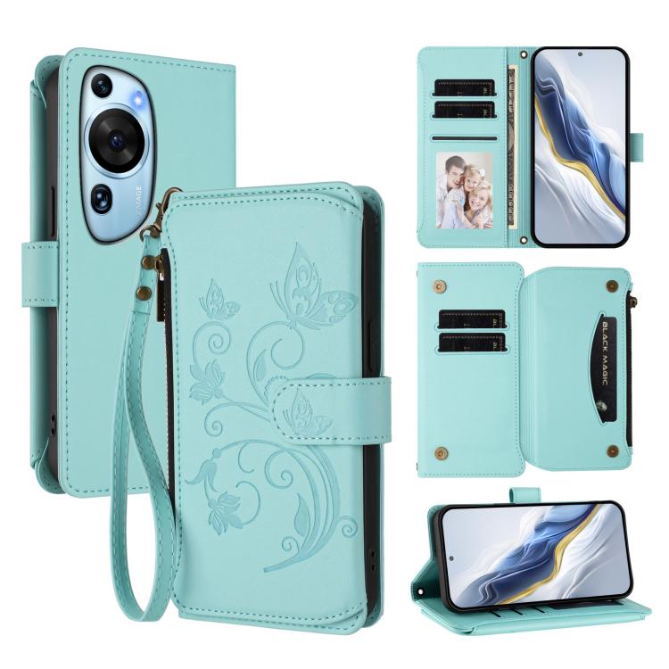 Butterfly Love Flower Multi-card Zipper Wallet Leather Phone Case, For Huawei Mate 70 Pro, For Huawei Mate 70, For Huawei nova 13 Pro, For Huawei nova 13 / 12, For Huawei Pura 70 Pro / 70 Pro+, For Huawei nova 12S 4G / 11 4G / 5G, For Huawei Pura 70   ...