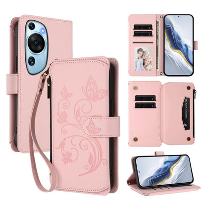 Butterfly Love Flower Multi-card Zipper Wallet Leather Phone Case, For Huawei Mate 70 Pro, For Huawei Mate 70, For Huawei nova 13 Pro, For Huawei nova 13 / 12, For Huawei Pura 70 Pro / 70 Pro+, For Huawei nova 12S 4G / 11 4G / 5G, For Huawei Pura 70   ...