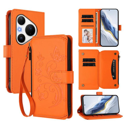 Butterfly Love Flower Multi-card Zipper Wallet Leather Phone Case, For Huawei nova 14 5G / 15 / 16z, For Huawei nova 16, For Huawei Mate 70 Air 5G, For Huawei Pura 80 Ultra 5G, For Huawei Pura 80 Pro 5G, For Huawei Pura 80 5G, For Huawei Enjoy 80s 4G  ...