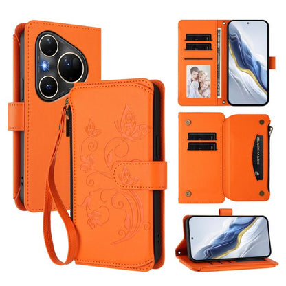 Butterfly Love Flower Multi-card Zipper Wallet Leather Phone Case, For Huawei nova 14 5G / 15 / 16z, For Huawei nova 16, For Huawei Mate 70 Air 5G, For Huawei Pura 80 Ultra 5G, For Huawei Pura 80 Pro 5G, For Huawei Pura 80 5G, For Huawei Enjoy 80s 4G  ...