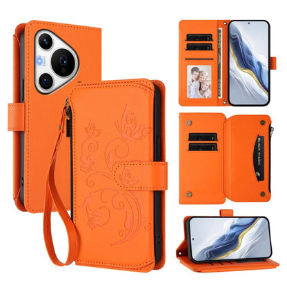 Butterfly Love Flower Multi-card Zipper Wallet Leather Phone Case, For Huawei Mate 70 Pro, For Huawei Mate 70, For Huawei nova 13 Pro, For Huawei nova 13 / 12, For Huawei Pura 70 Pro / 70 Pro+, For Huawei nova 12S 4G / 11 4G / 5G, For Huawei Pura 70   ...
